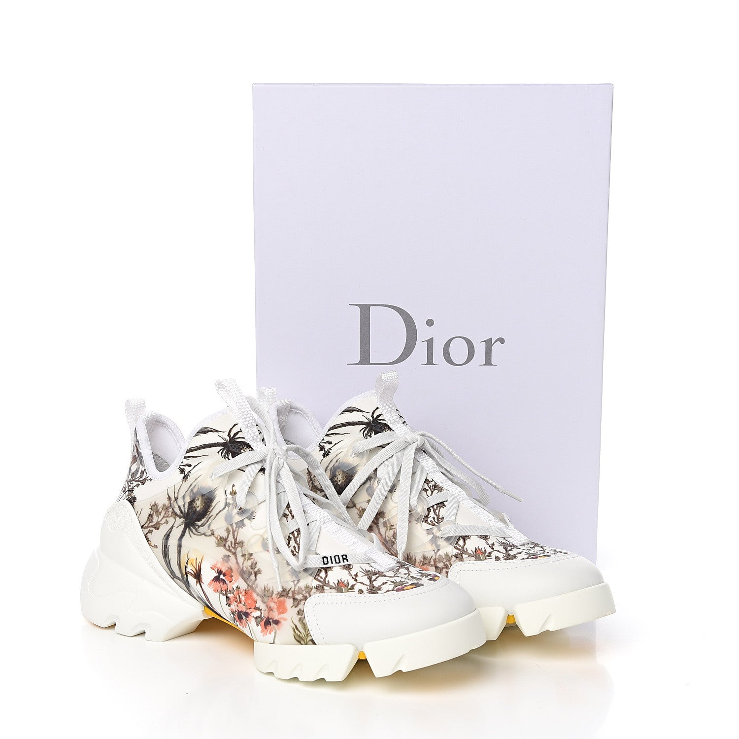 Christian Dior Neoprene Rubber Champetre Print Womens D-Connect Sneakers 39.5 White Multicolor 9 of 9