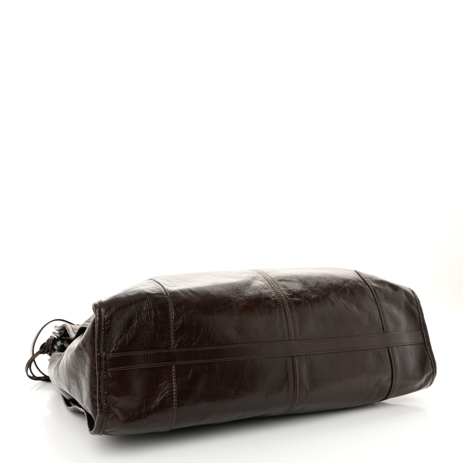 Prada Glossy Calfskin Triangle Extra Large Bonnie Shoulder Bag Dark Brown 4 of 10