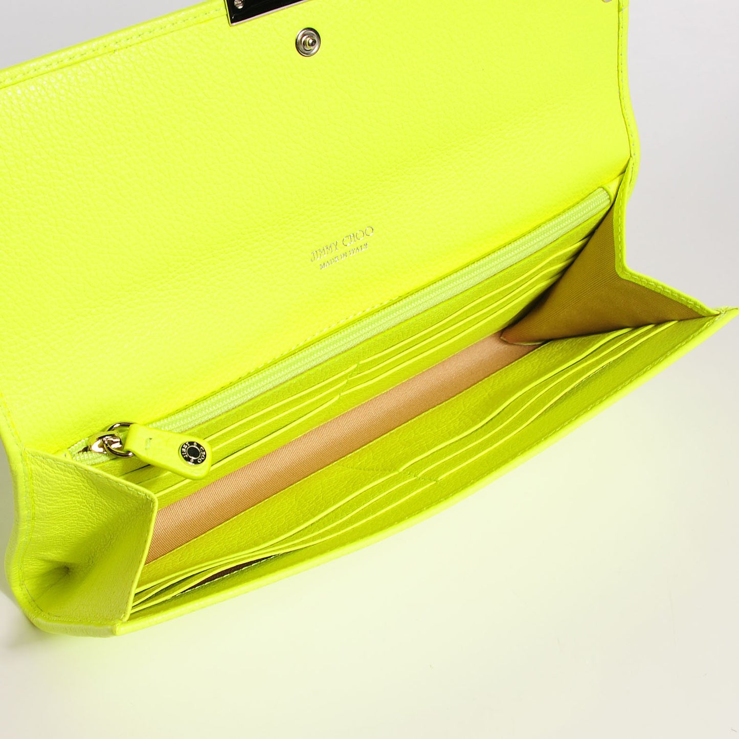 Grainy Calf Reese Wallet Clutch Neon Yellow