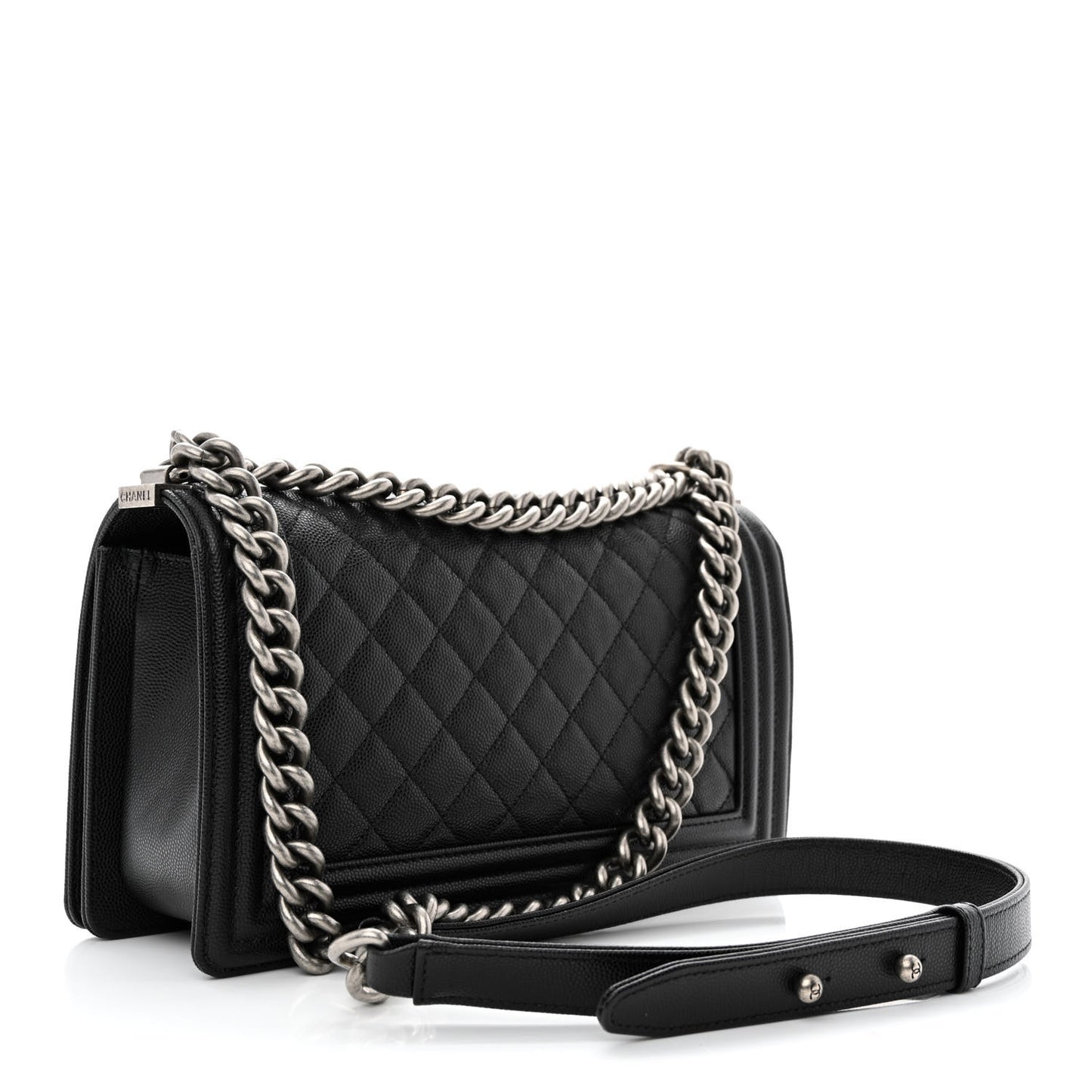 Caviar Quilted Medium Boy Flap Black