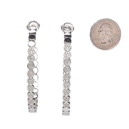 John Hardy Sterling Silver Diamond 71mm Dot Hoop Earrings 2 of 4