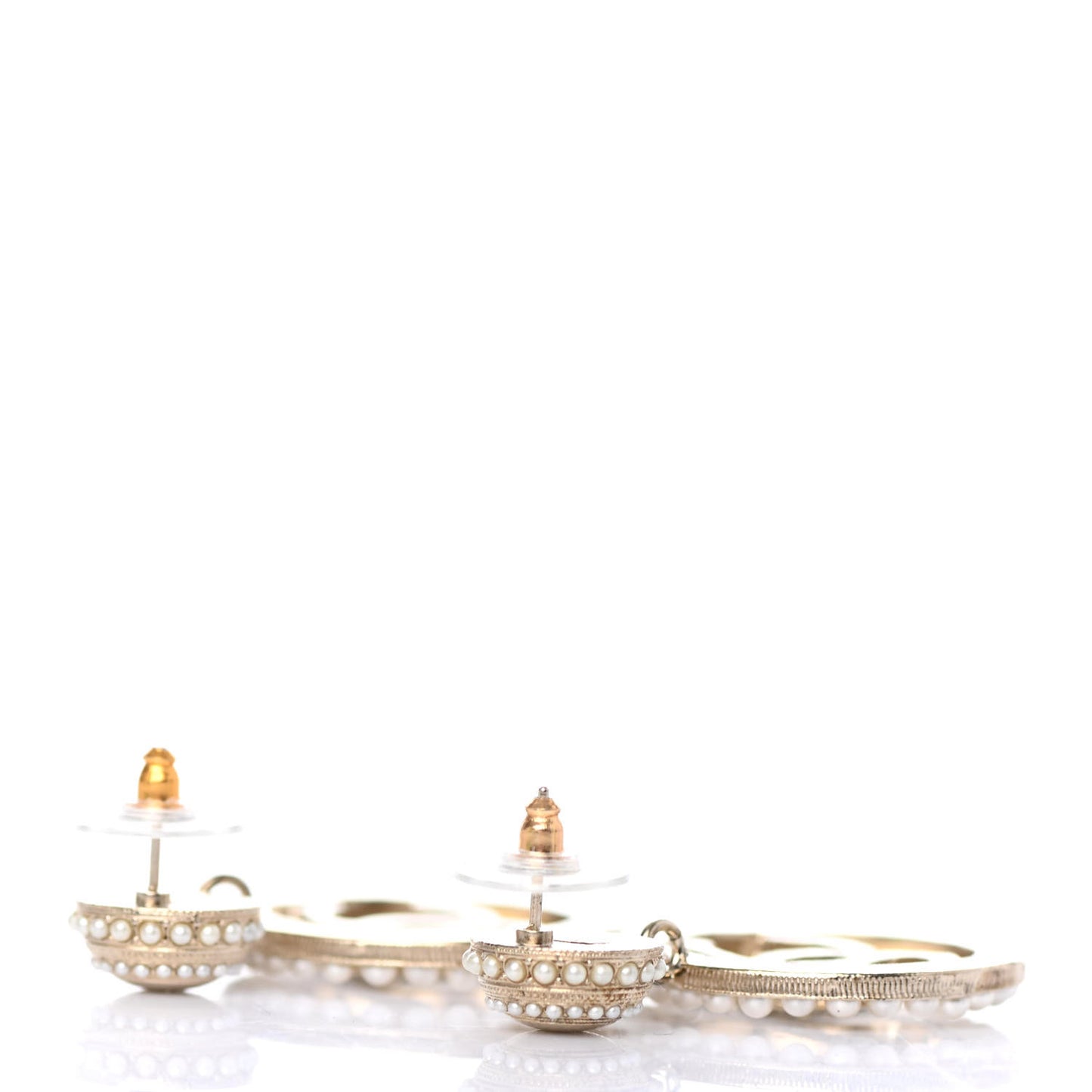 Pearl CC Drop Earrings Light Gold