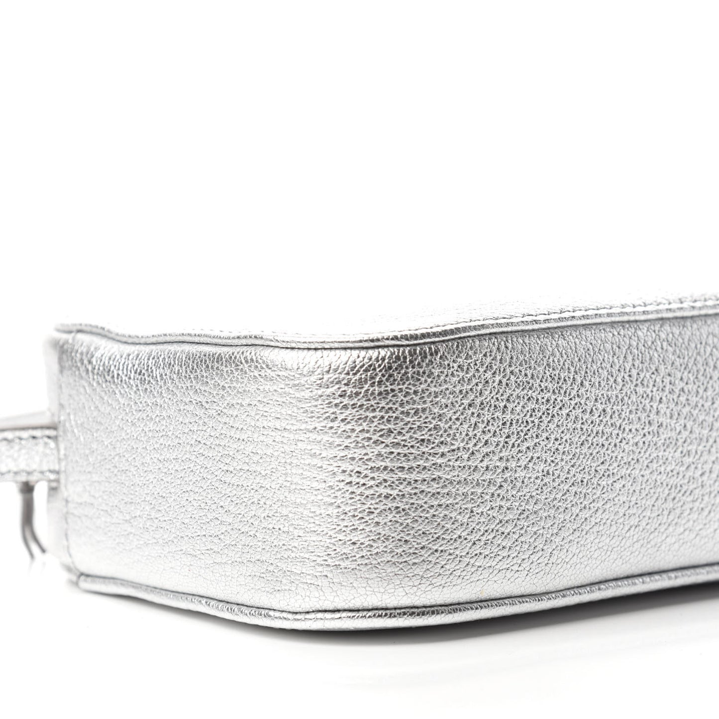 Metallic Goatskin Logo XS Everyday Camera Bag Argent Black