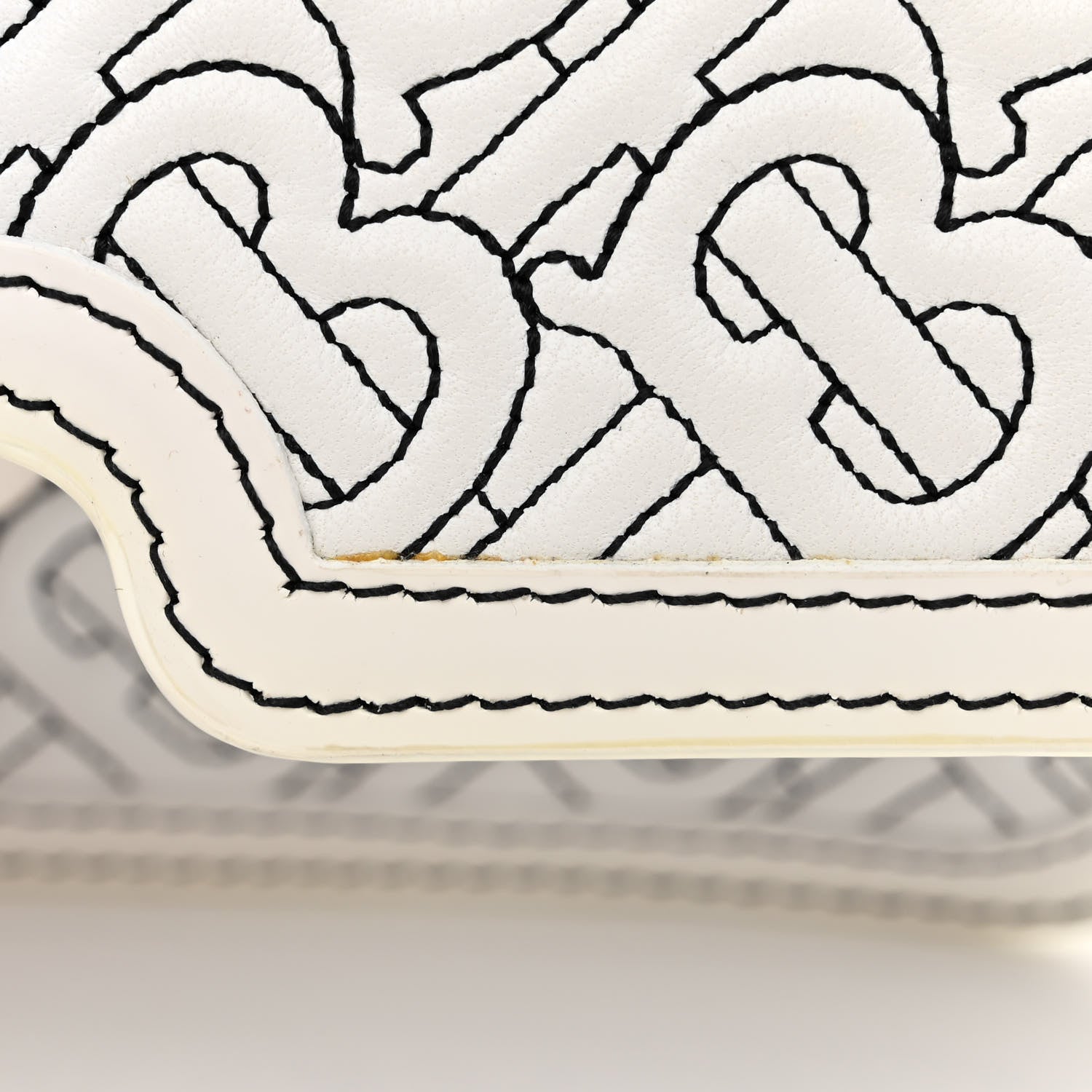 Burberry Calfskin Monogram Embossed Small TB Chain Bag Optic White 12 of 13