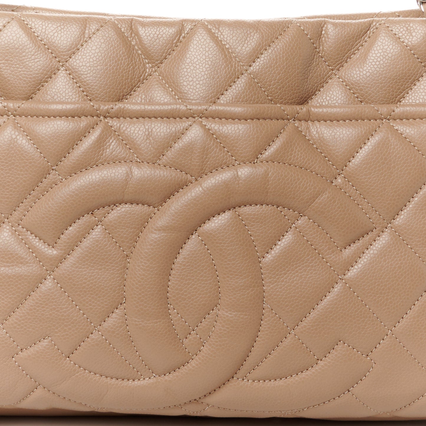 Caviar Quilted Timeless CC Soft Tote Beige