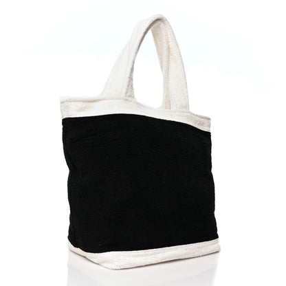 Chanel Terry Cotton CC Beach Tote Towel Set Black White 4 of 12