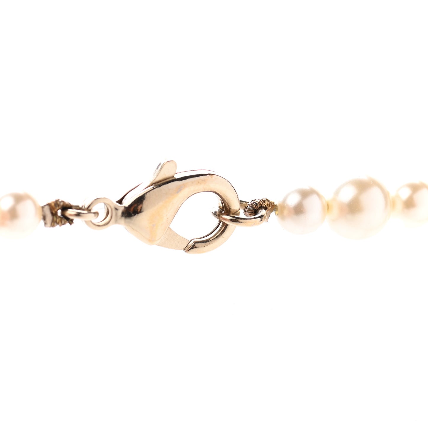 Graduated Pearl CC Long Necklace Gold