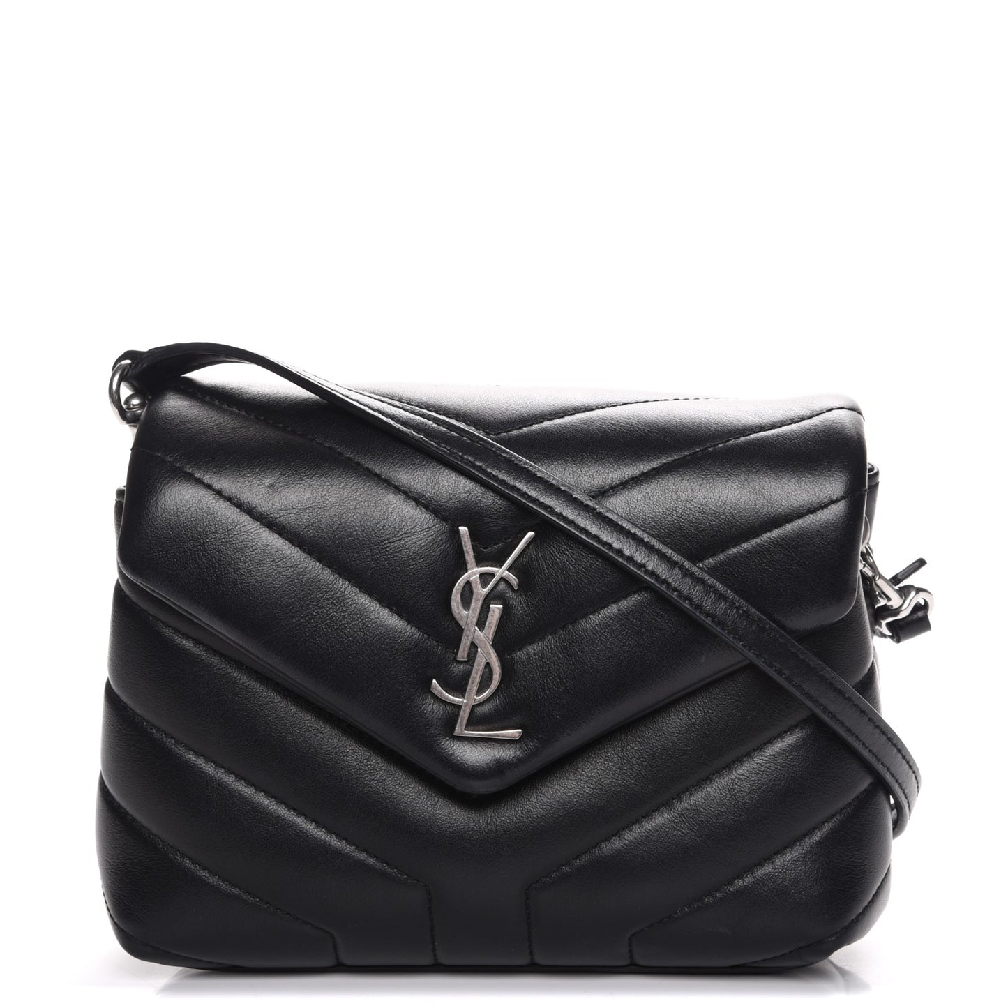 Calfskin Y Quilted Monogram Toy Loulou Crossbody Bag Black
