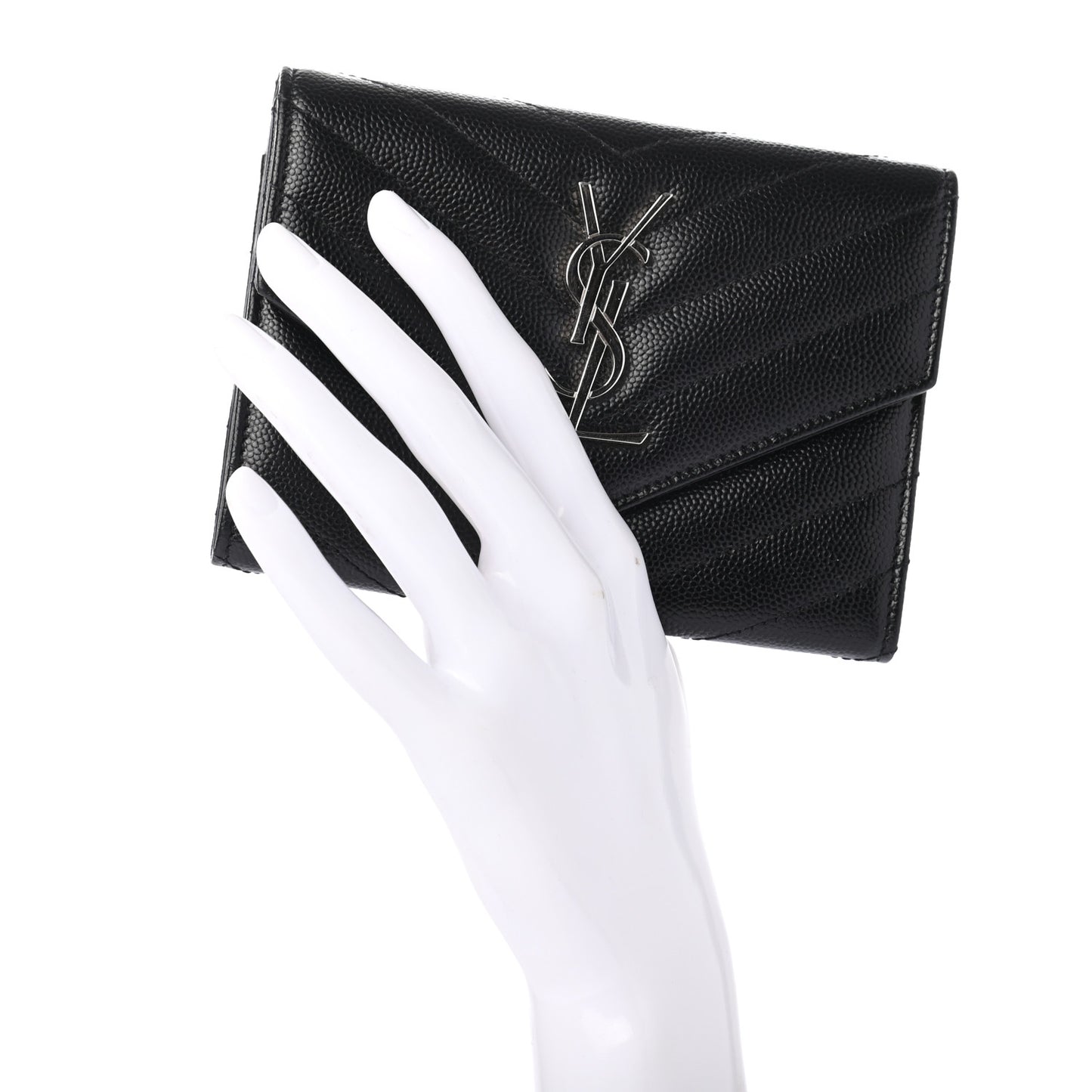 Grain De Poudre Matelasse Chevron Small Monogram Passport Case Black