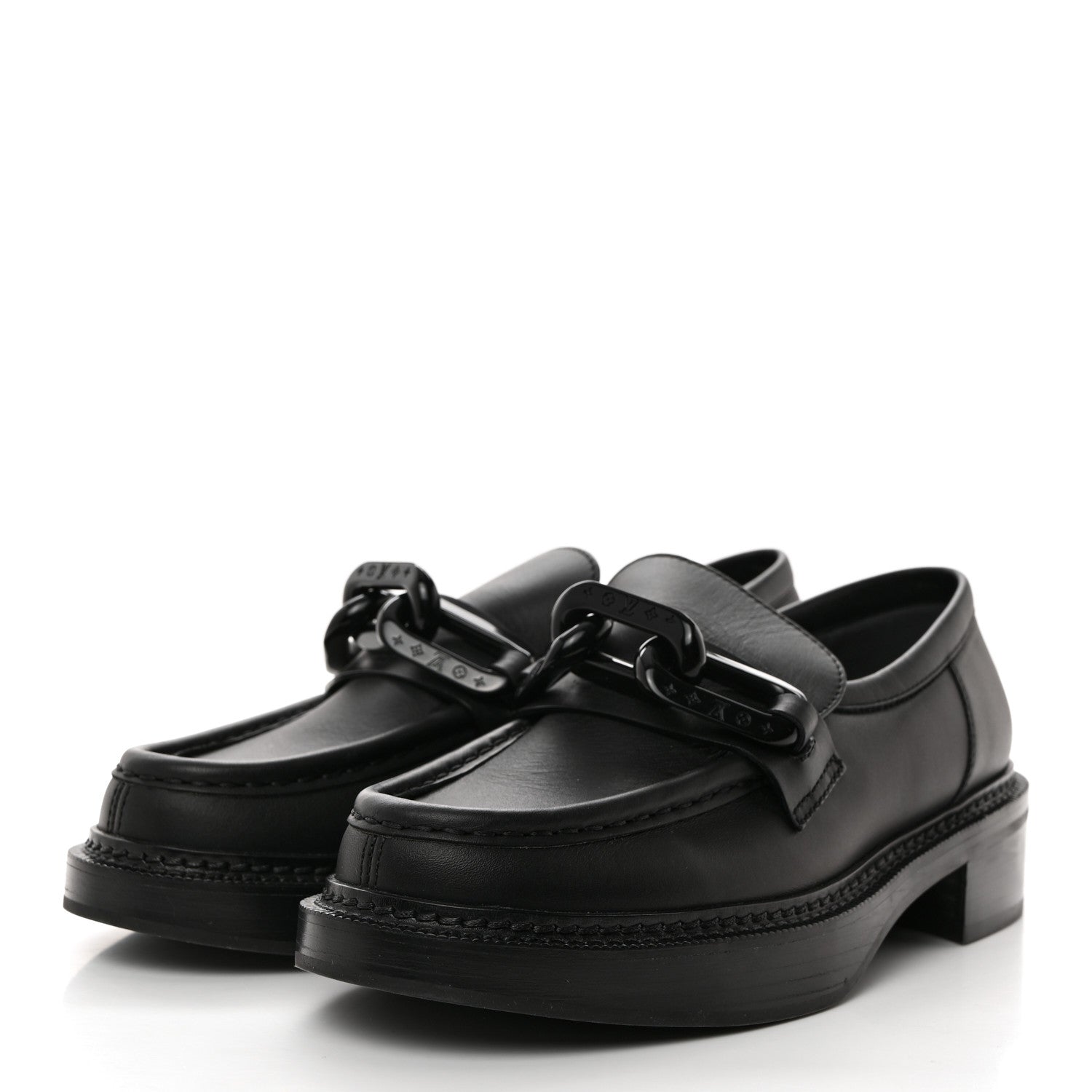 Louis Vuitton Calfskin Oversized Chain Academy Loafers 38 Black 3 of 7