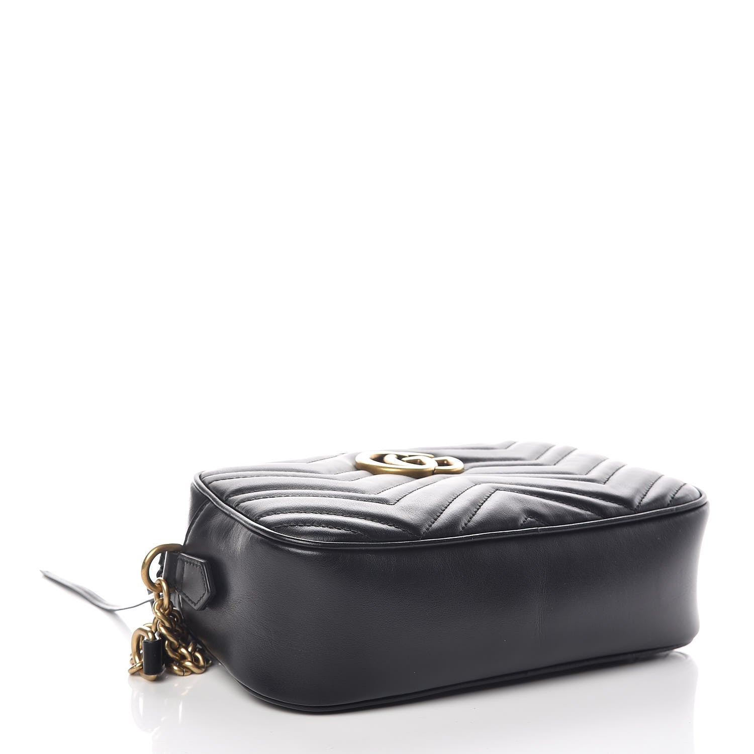 Gucci Calfskin Matelasse Small GG Marmont Chain Shoulder Bag Black 4 of 9