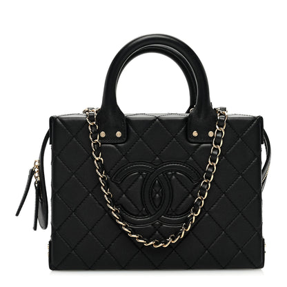 Chanel Calfskin Quilted Studded Square Vanity Case Black 1 of 10