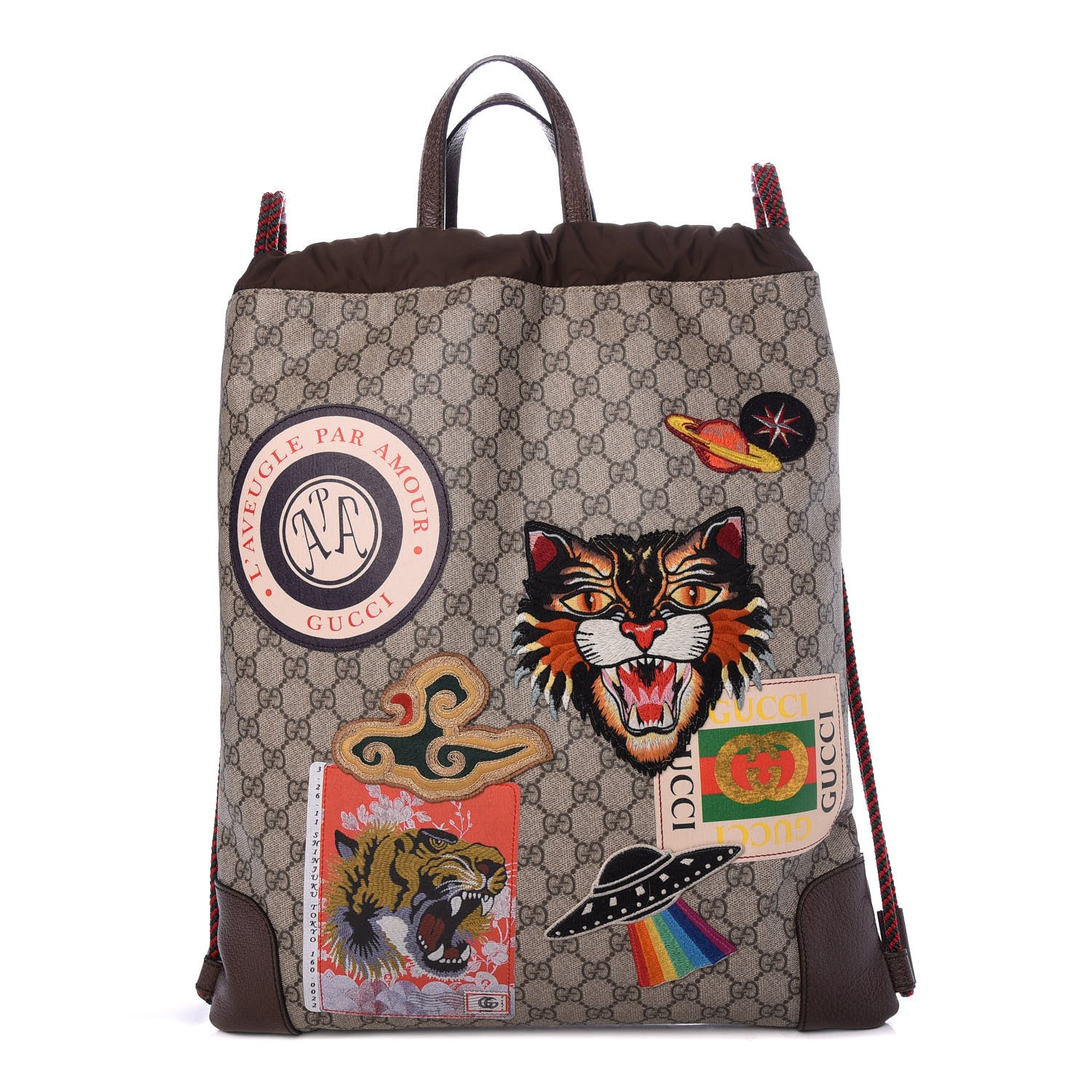 Gucci Soft GG Supreme Monogram Courrier Drawstring Backpack 1 of 7