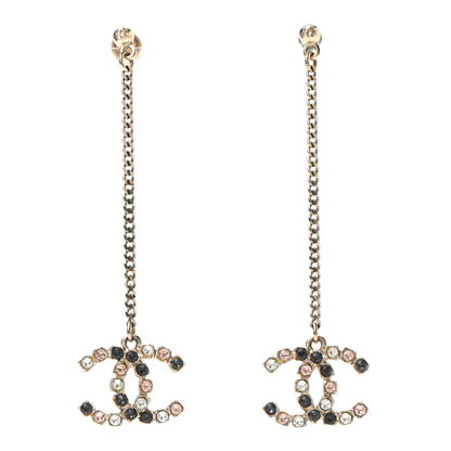 Chanel Crystal CC Drop Earrings Gold Blue 1 of 4