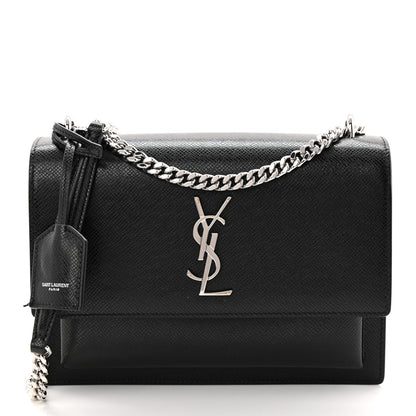 Saint Laurent Coated Bark Calfskin Medium Monogram Sunset Black 1 of 12