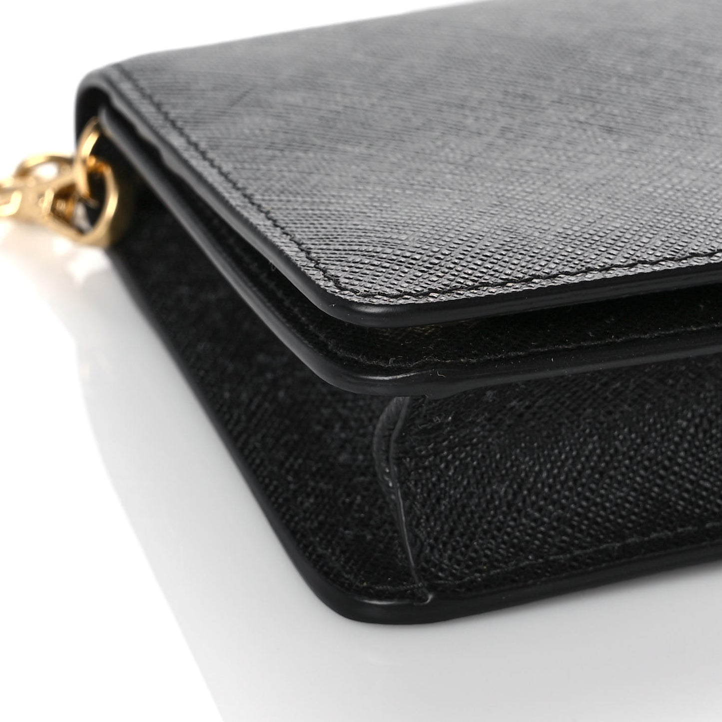 Saffiano Metal Phone Wristlet Crossbody Wallet Black