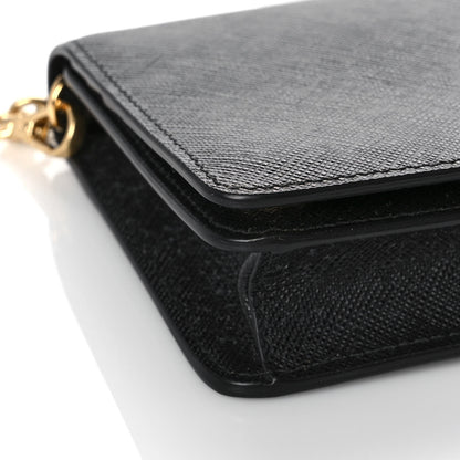Prada Saffiano Metal Phone Wristlet Crossbody Wallet Black 8 of 9