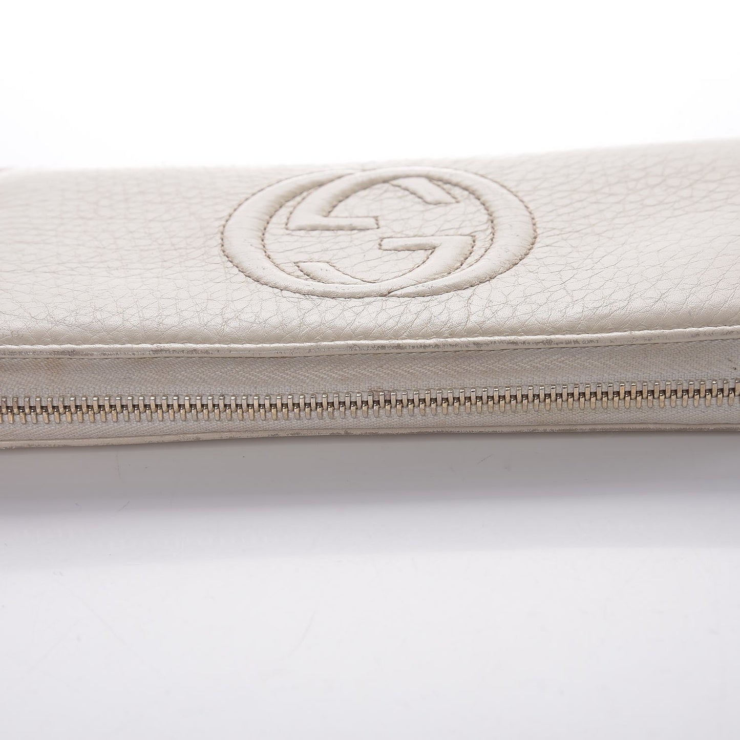Pebbled Calfskin Soho Zip Around Wallet Off White