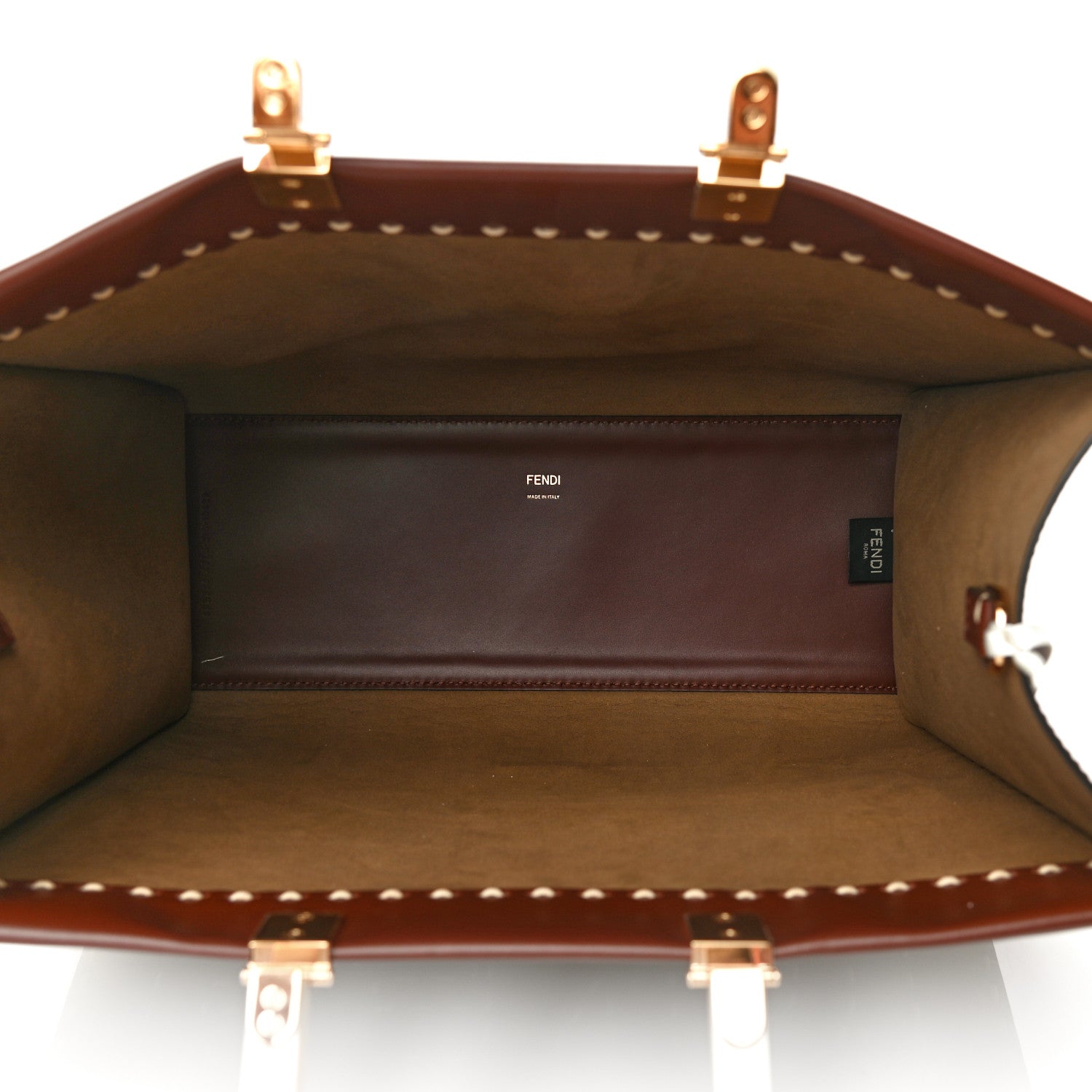 Fendi Vitello King Plexiglass Macro Stitchings Medium Fendi Sunshine Shopper Tote Praline 5 of 12