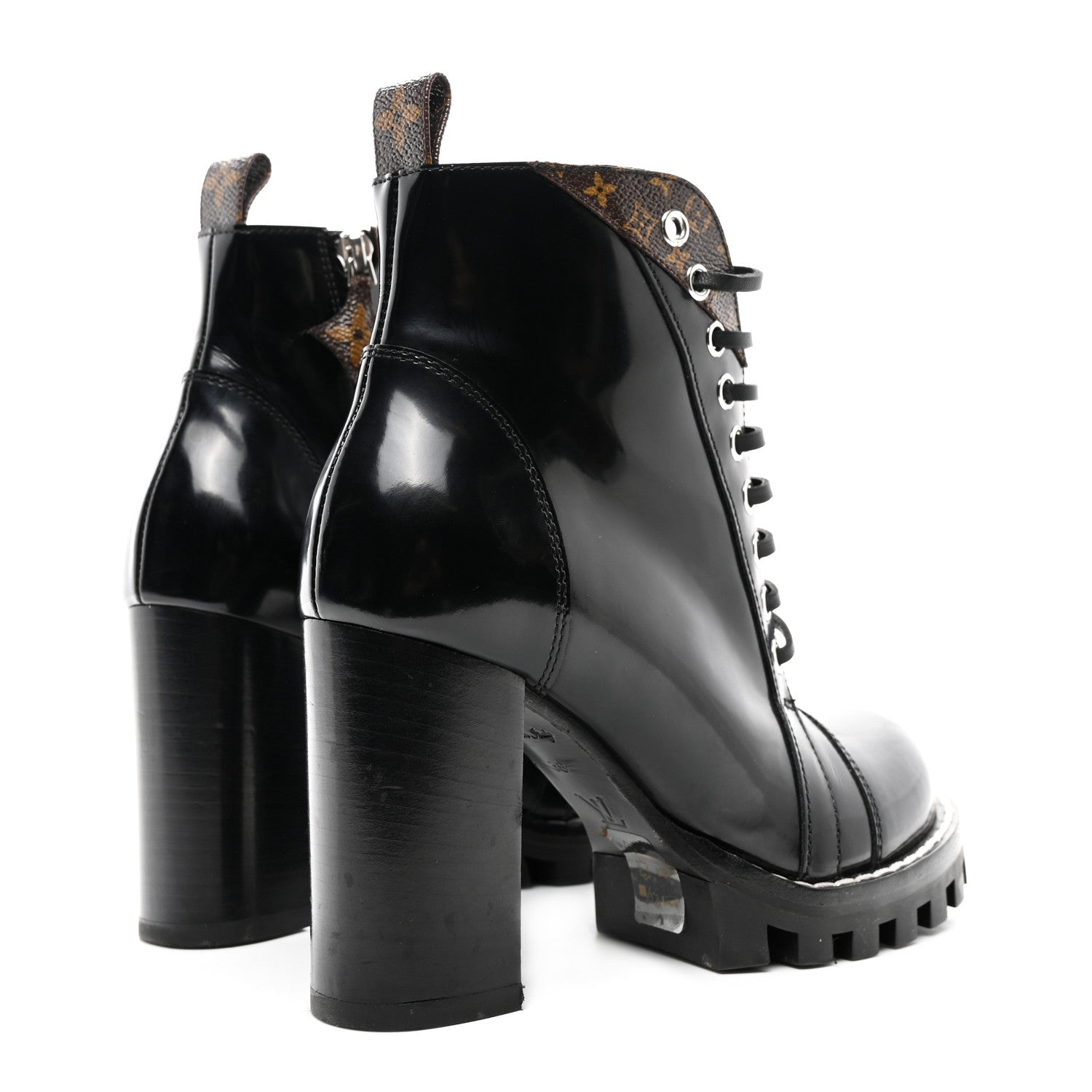 Louis Vuitton Patent Calfskin Monogram Star Trail Ankle Boots 36 Black 4 of 10