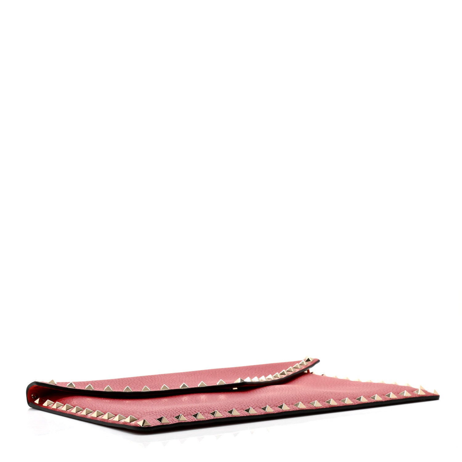 Valentino Garavani Pebbled Calfskin Large Rockstud Envelope Clutch Rubino 4 of 8