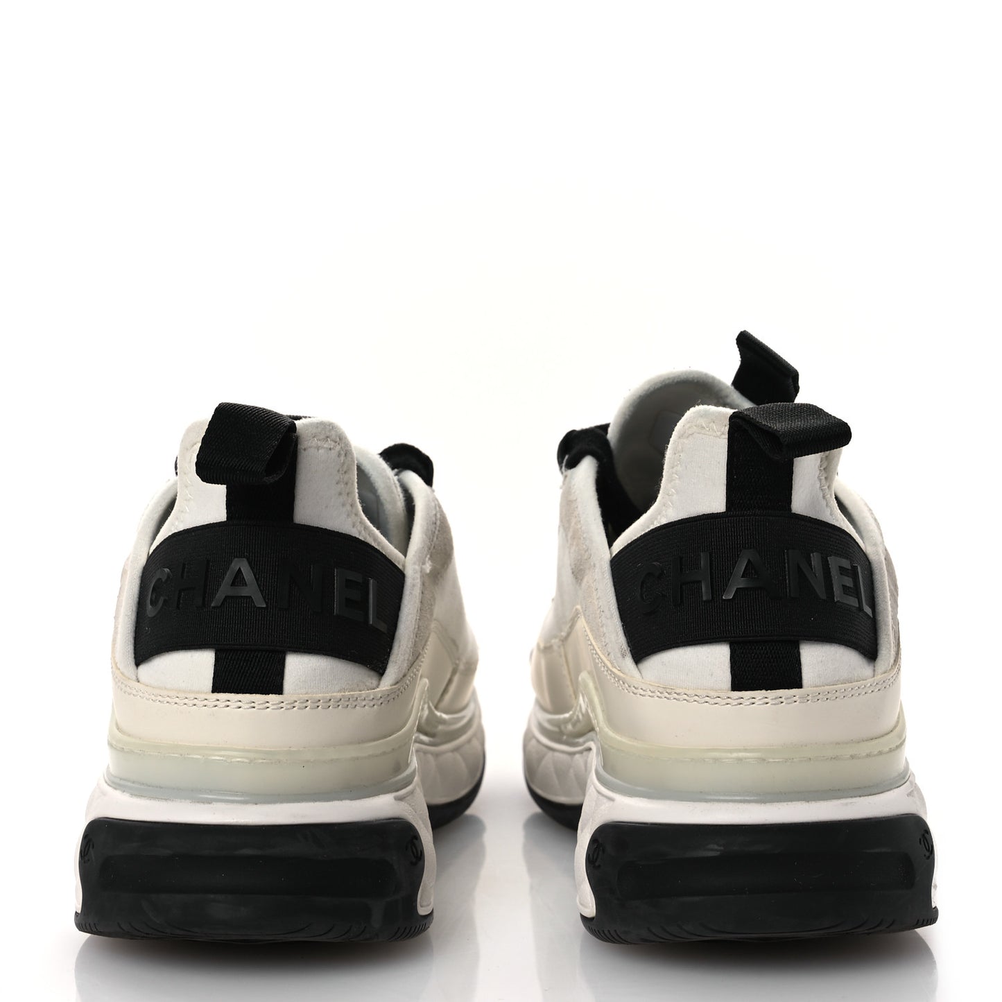Velvet Calfskin Mixed Fibers CC Sneakers 36 Ivory Black