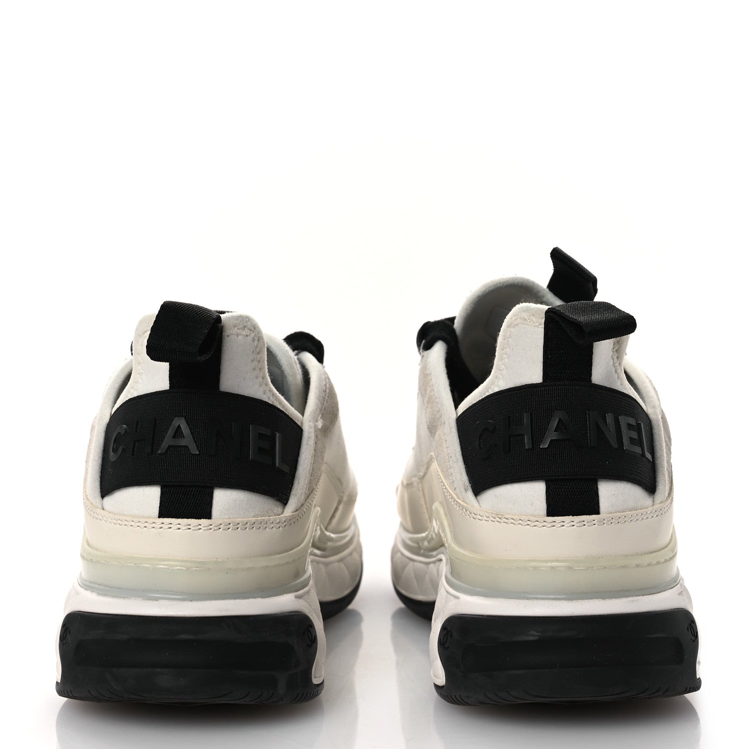 Chanel Velvet Calfskin Mixed Fibers CC Sneakers 36 Ivory Black 6 of 16