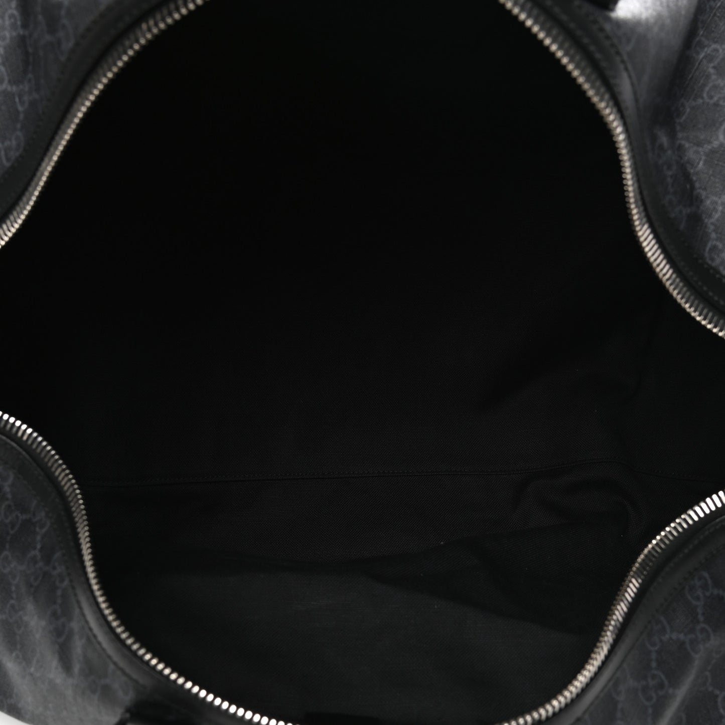 Soft GG Supreme Monogram Appia Calfskin Web Large Carry On Duffle Bag Black Grey