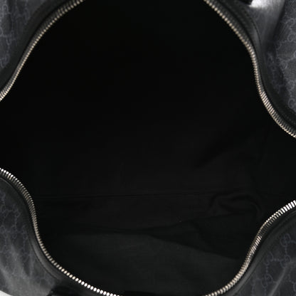 Gucci Soft GG Supreme Monogram Appia Calfskin Web Large Carry On Duffle Bag Black Grey 4 of 6