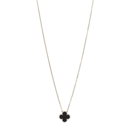 Van Cleef & Arpels 18K Yellow Gold Black Onyx Vintage Alhambra Pendant Necklace 1 of 7