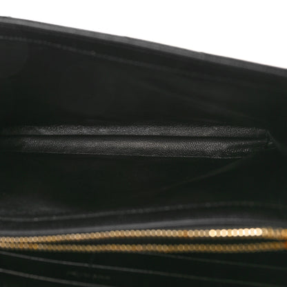 Saint Laurent Grain De Poudre Matelasse Chevron Monogram Chain Wallet Black 5 of 11