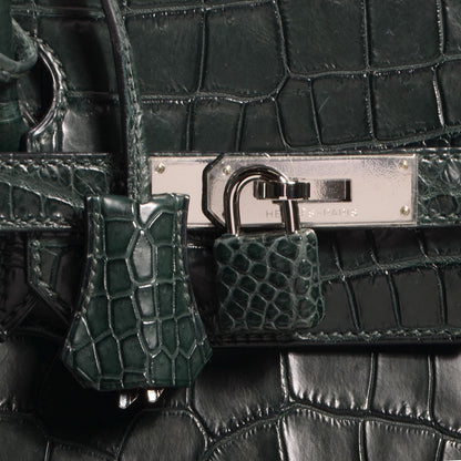 Hermes Matte Porosus Crocodile Birkin 40 Vert Fonce 8 of 10