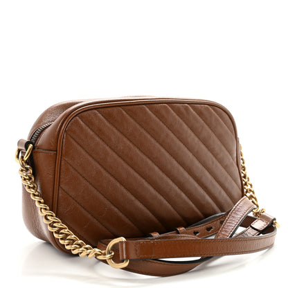 Gucci Glazed Calfskin Matelasse Diagonal Small GG Marmont Chain Shoulder Bag Cuir 3 of 10