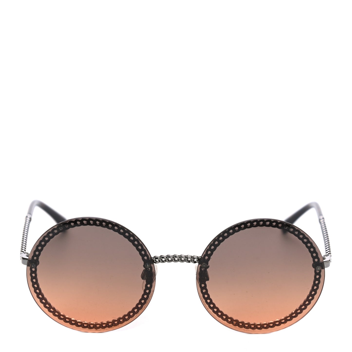 Metal Chain Round Sunglasses 4245 Brown Gold