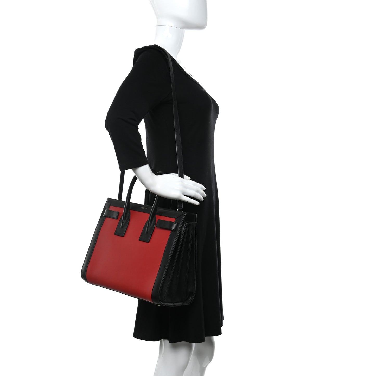 Calfskin Bi-Color Small Sac De Jour Lipstick Red Black