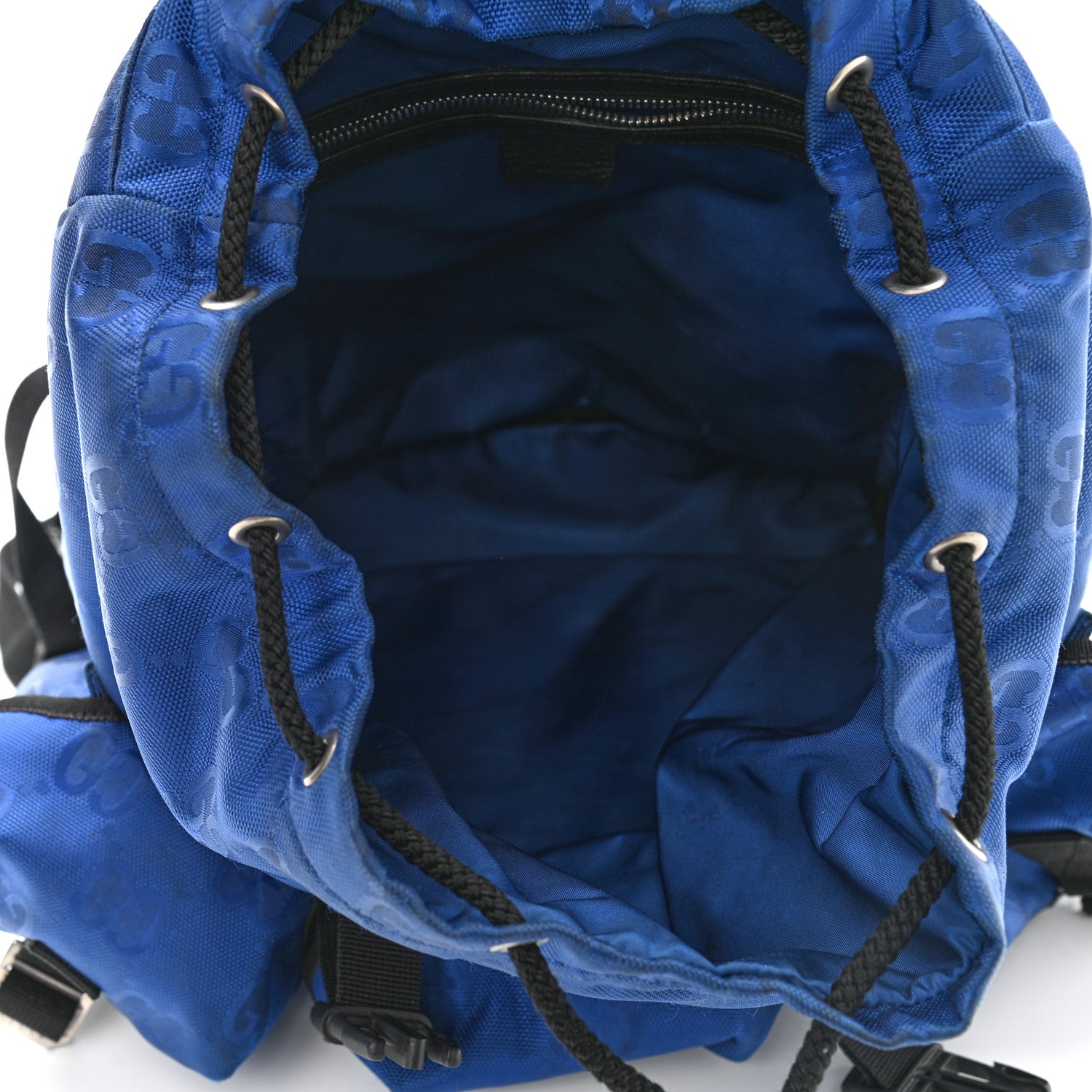 Gucci Econyl Nylon Monogram Off The Grid Utility Pocket Backpack Guilted Blue Black 5 of 12