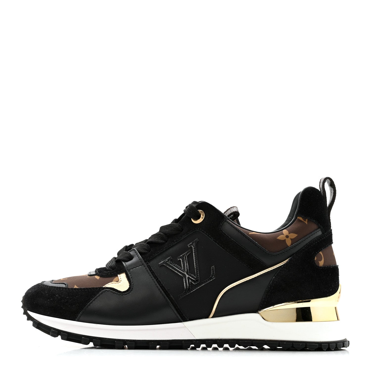 Louis Vuitton Suede Calfskin Recycled Monogram Nylon Run Away Sneakers 39 Black 1 of 13