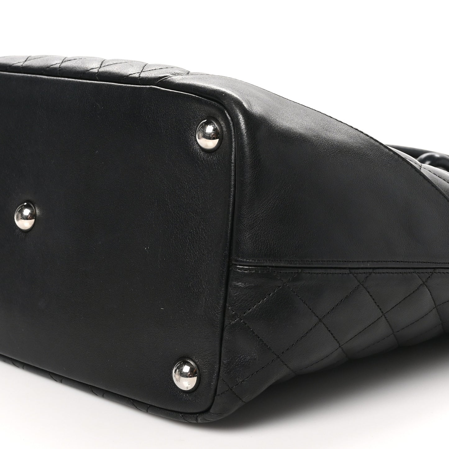 Calfskin Quilted Large Cambon Tote Black