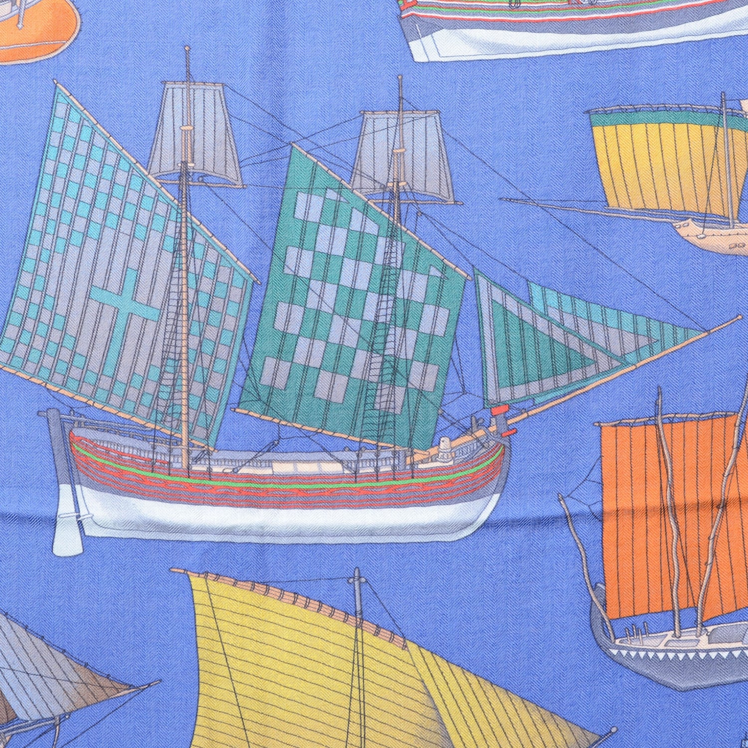 Hermes Cashmere Silk Tous Les Bateaux du Monde Shawl 140 1 of 5