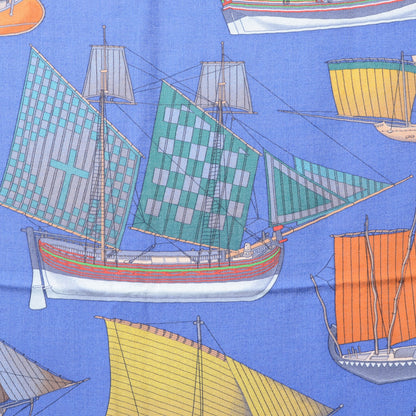 Hermes Cashmere Silk Tous Les Bateaux du Monde Shawl 140 1 of 5