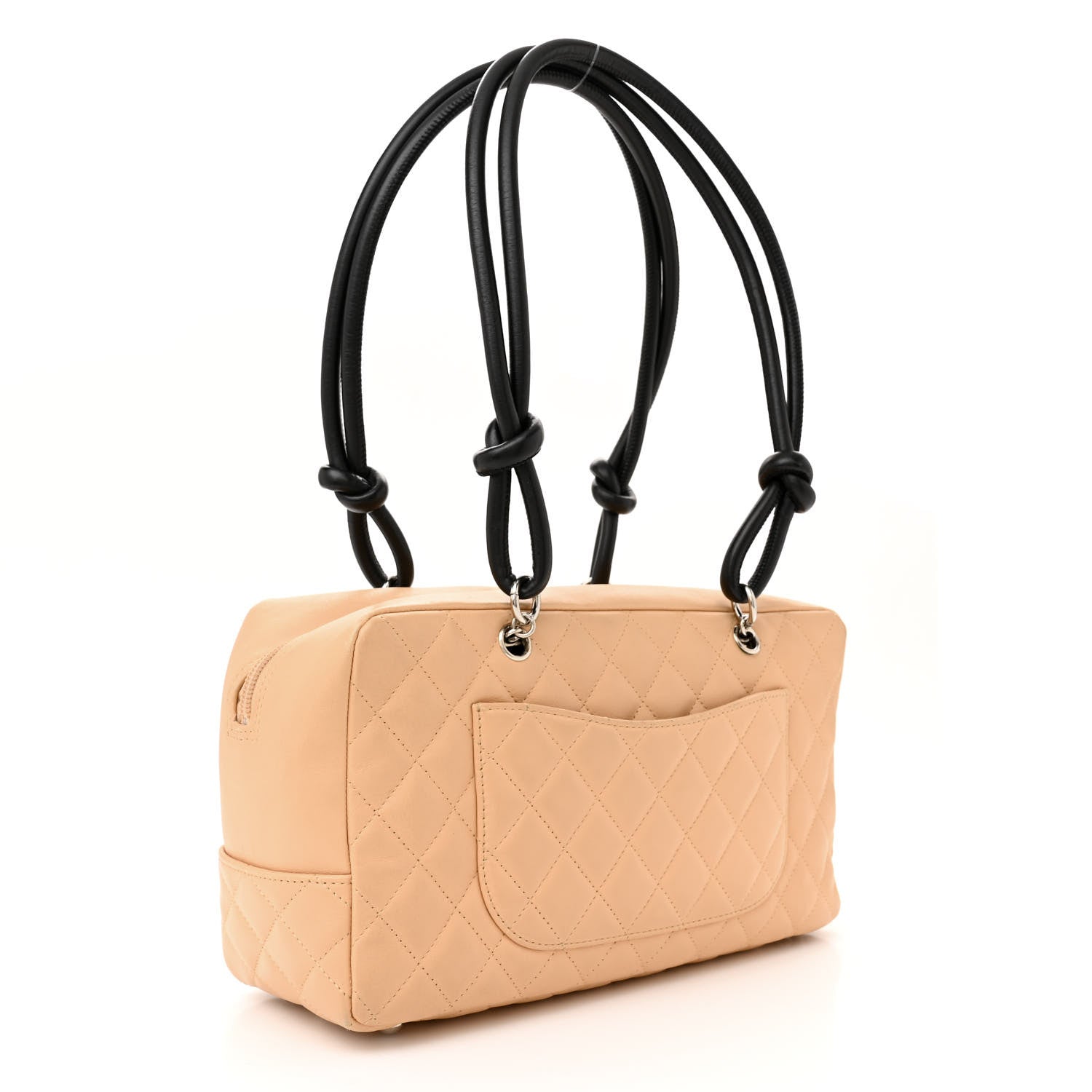 Chanel Calfskin Quilted Large Cambon Bowler Beige Black 3 of 10