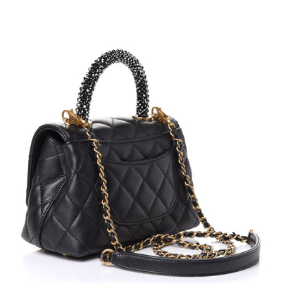 Chanel Calfskin Strass Quilted Extra Mini Coco Handle Flap Dark Grey 3 of 12