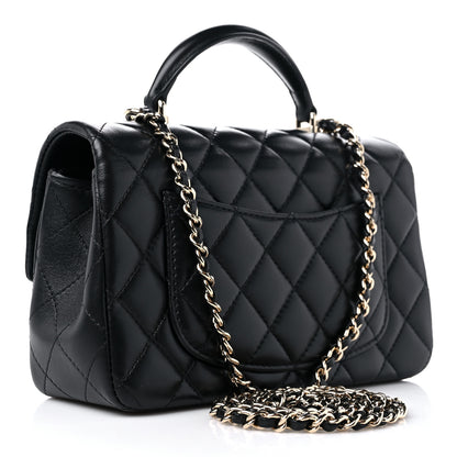 Chanel Lambskin Quilted Mini Top Handle Rectangular Flap Black 3 of 10