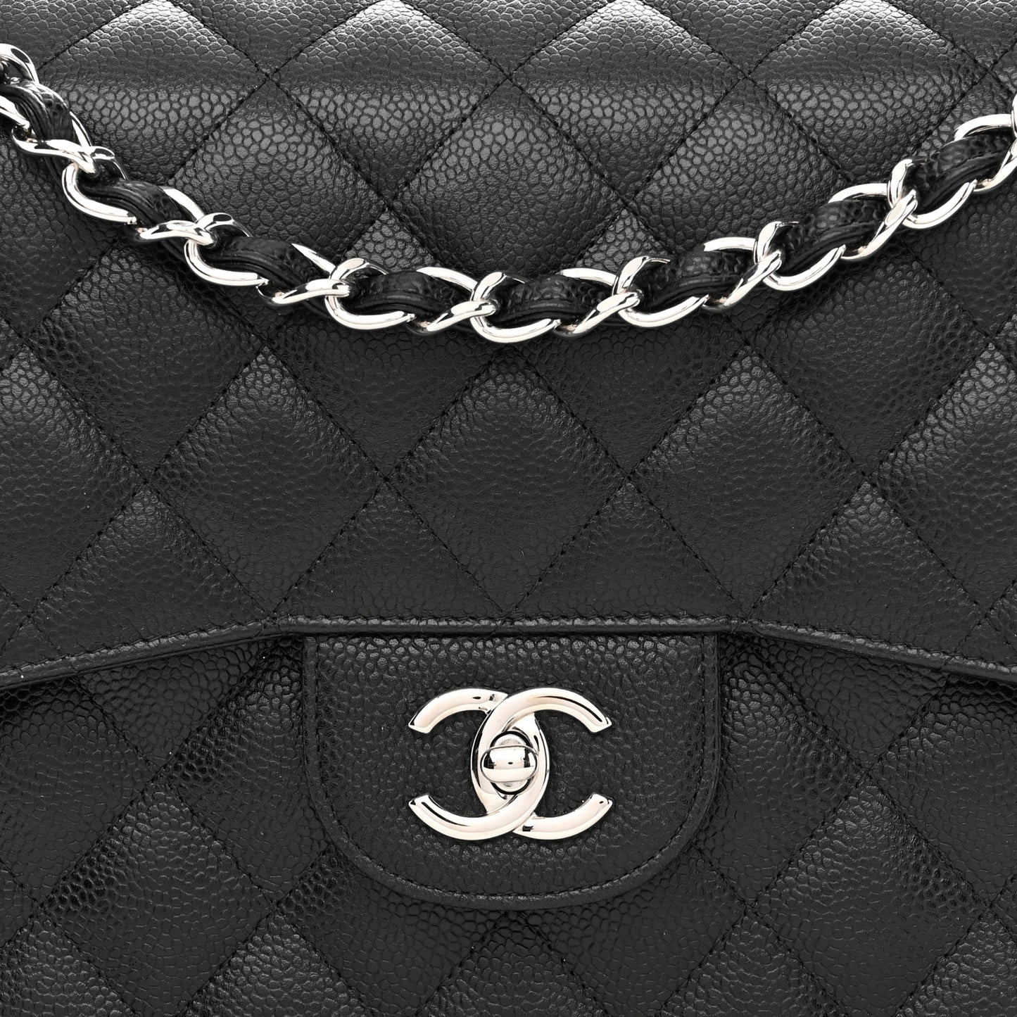 Caviar Quilted Jumbo Double Flap Black