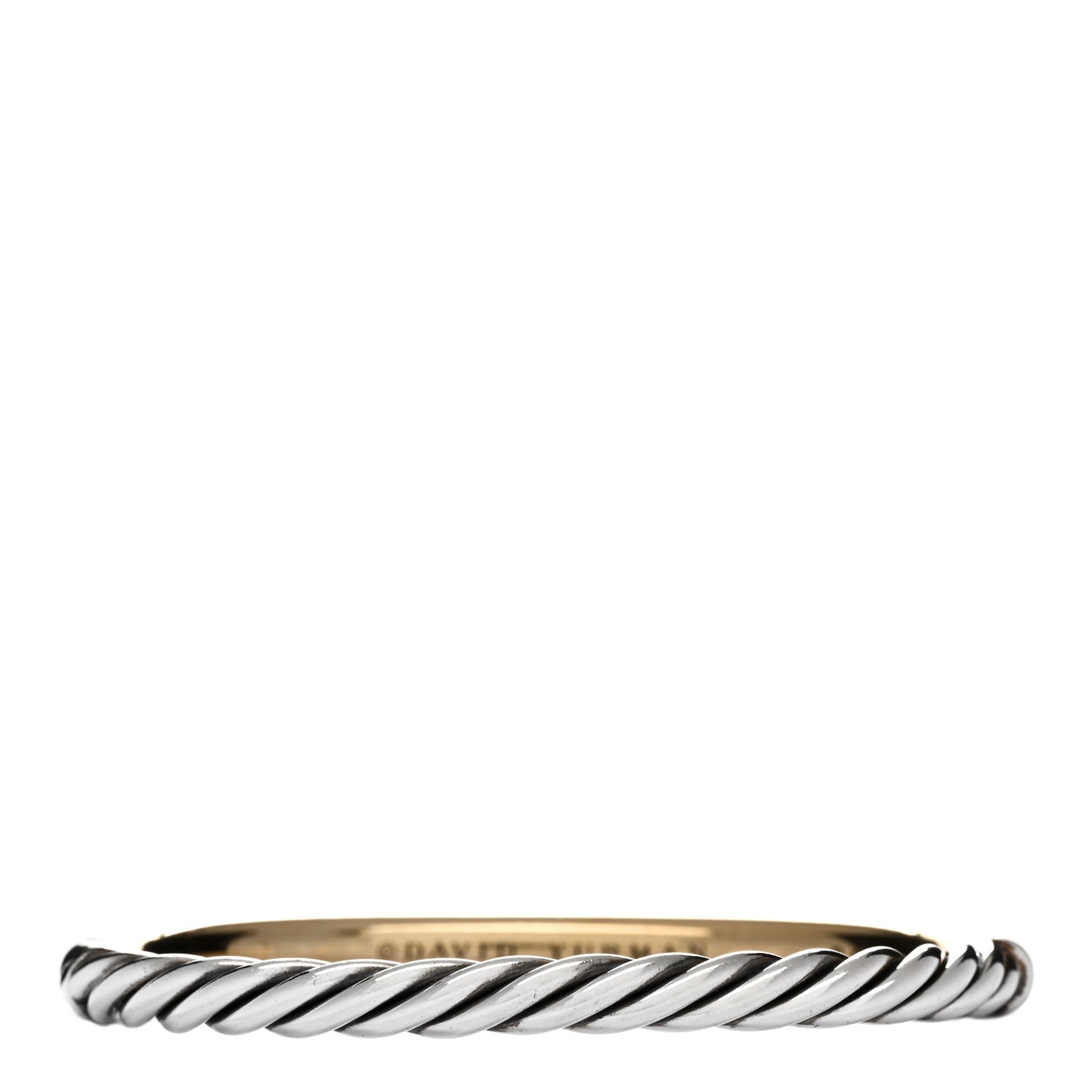 18K Yellow Gold Sterling Silver 6mm Sculpted Cable Bracelet