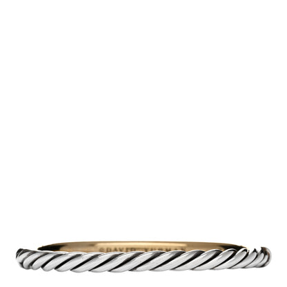 David Yurman 18K Yellow Gold Sterling Silver 6mm Sculpted Cable Bracelet 1 of 4