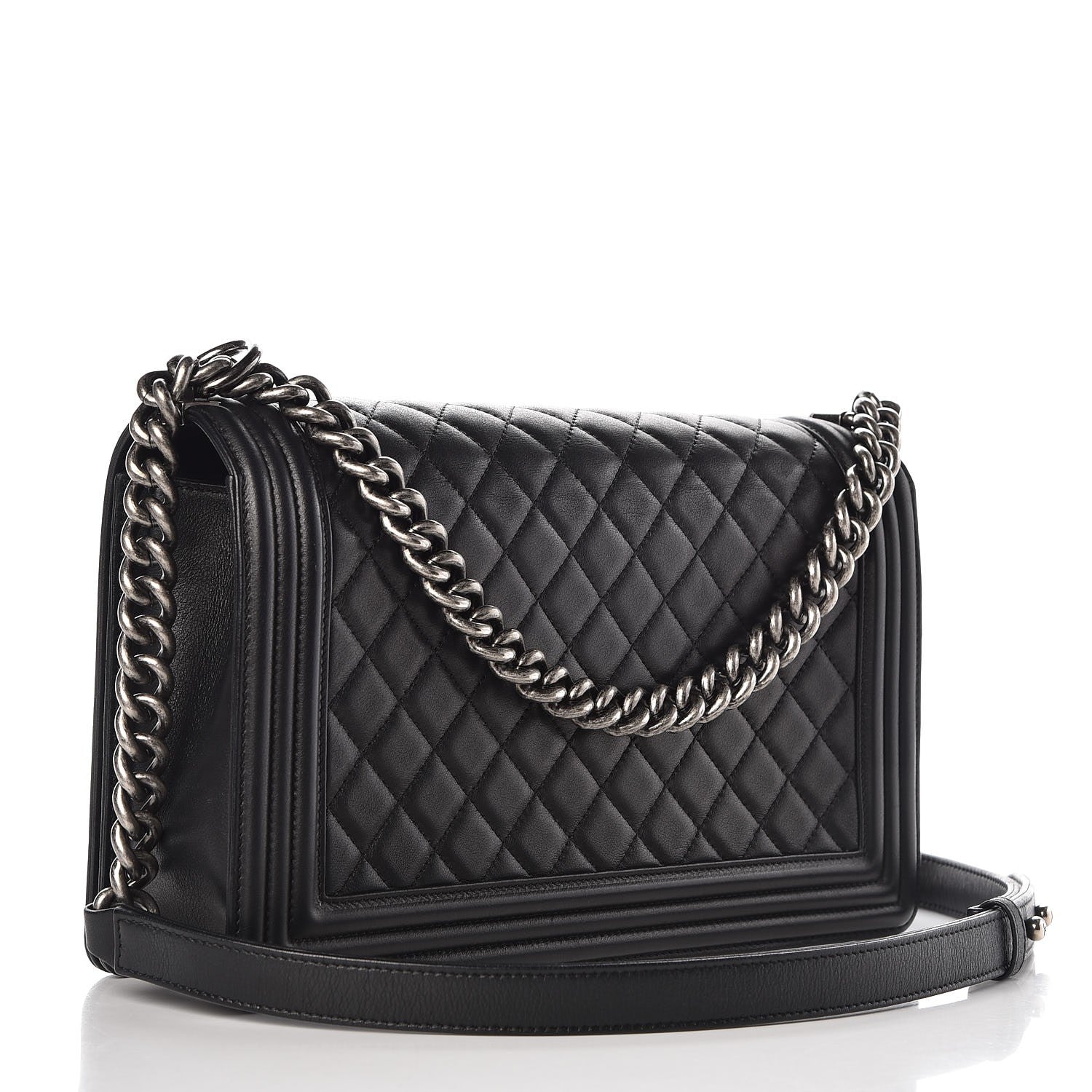 Chanel Metallic Calfskin Quilted New Medium Boy Flap Black 3 of 9