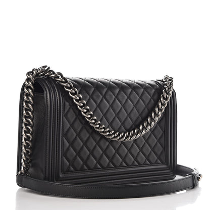 Chanel Metallic Calfskin Quilted New Medium Boy Flap Black 3 of 9