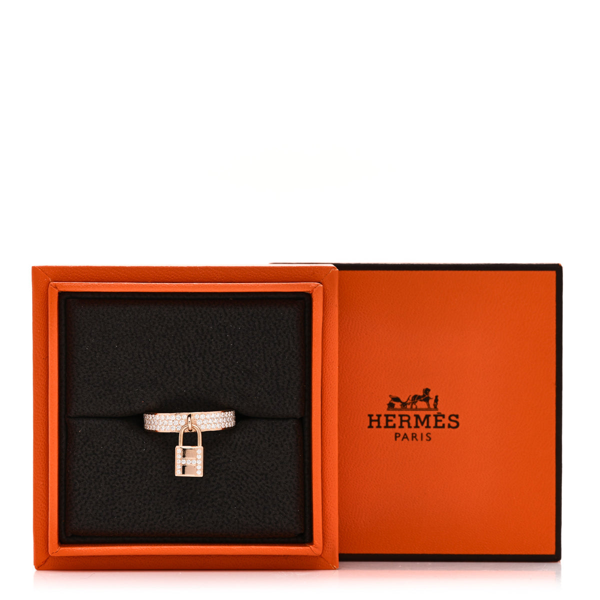 Hermes 18K Rose Gold Diamond MM Kelly Clochette Ring 53 6.5 6 of 6