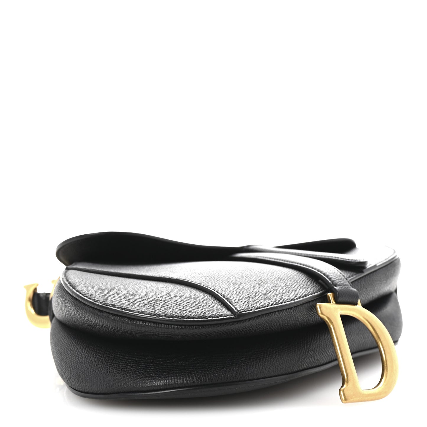 Grained Calfskin Saddle Bag Black